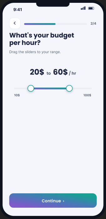 Final visual design of the Budget screen