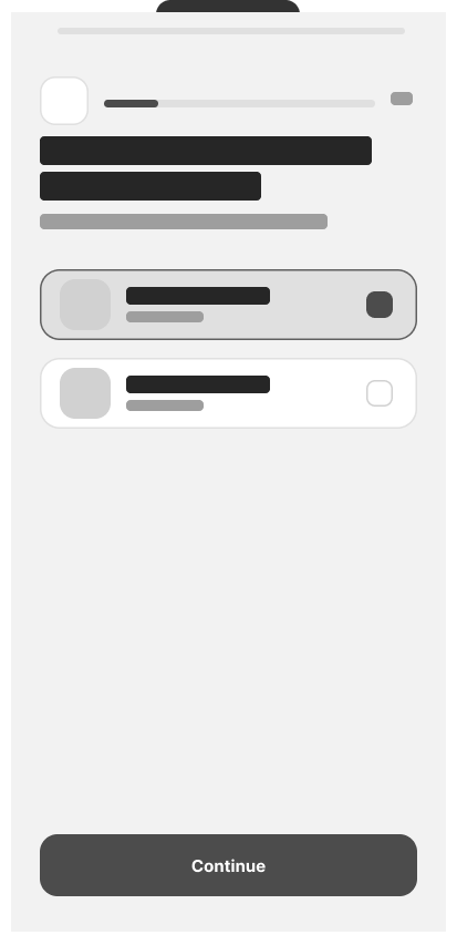 Grayscale wireframe of the Choose child screen