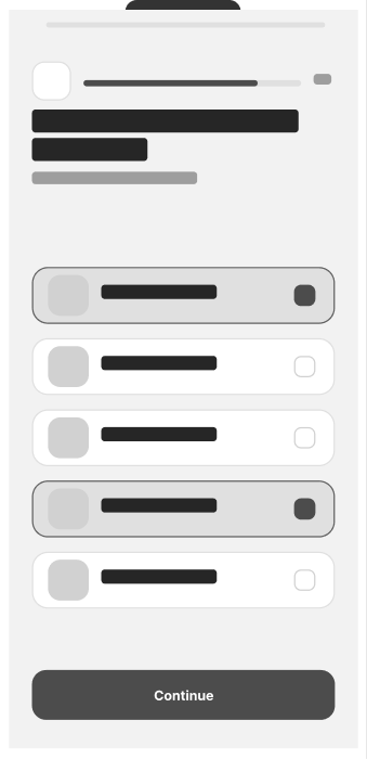 Grayscale wireframe of the Goal screen