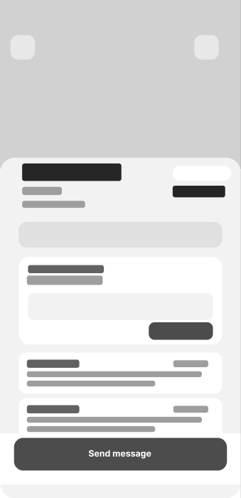 Grayscale wireframe of the Tutor profile screen