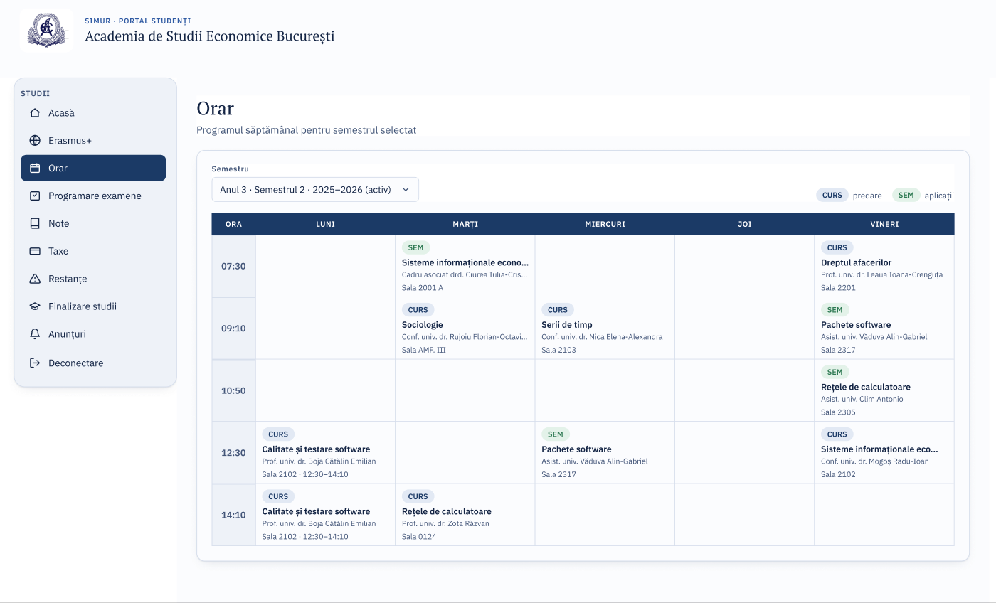 Schedule screen, redesigned