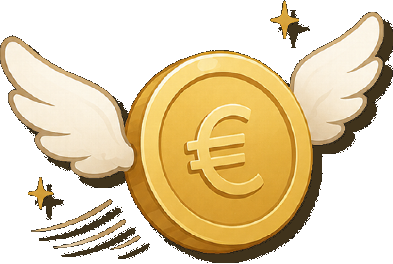 Bănuț logo, a winged euro coin